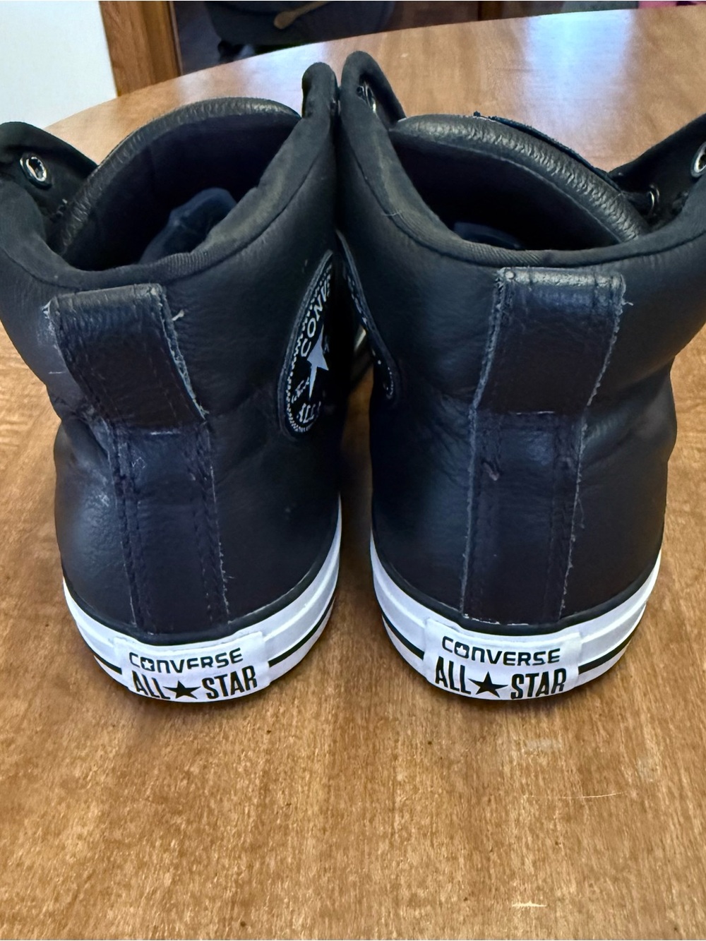 Converse Men’s Black Leather Sneakers - Picture 4 of 6